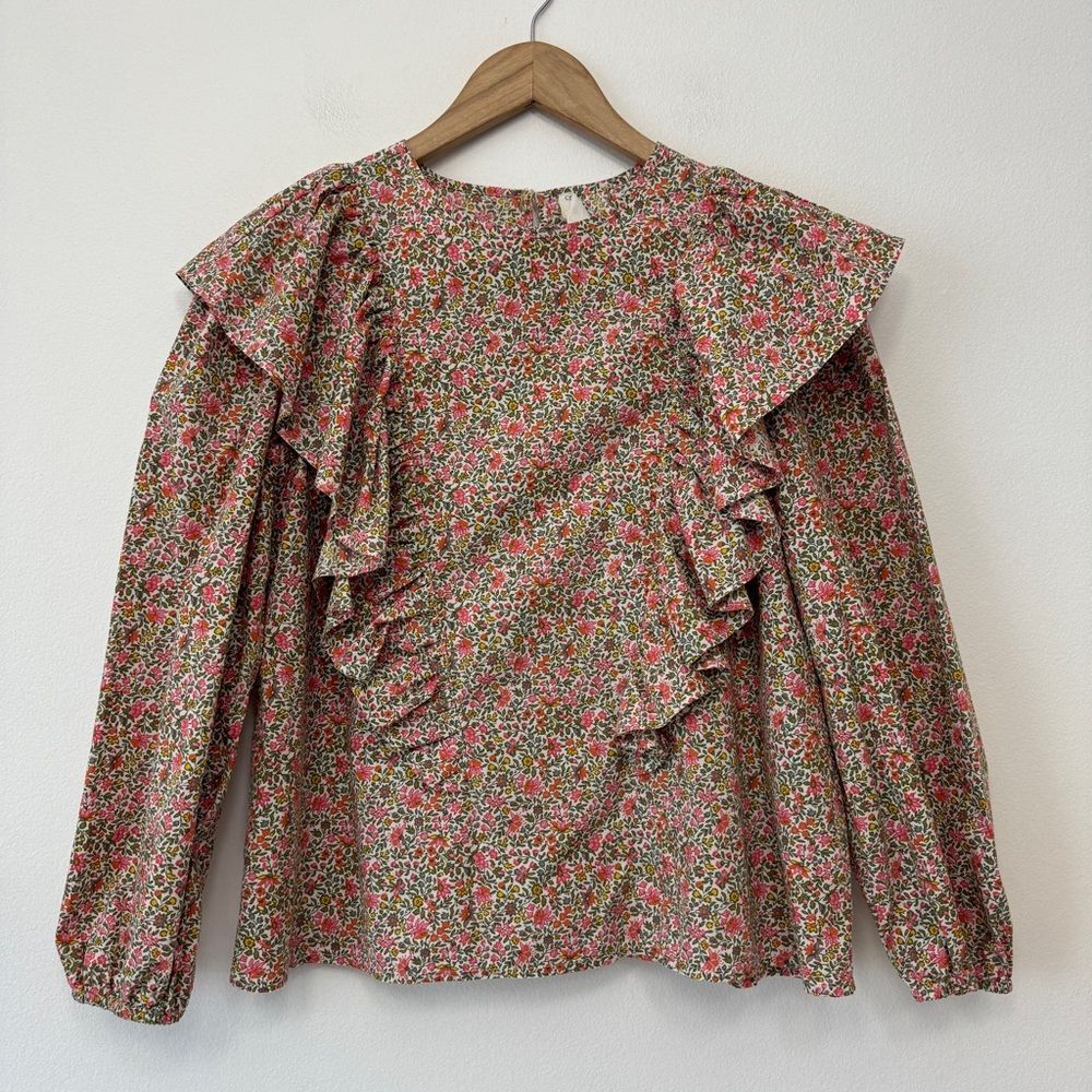 Crewcuts Girls' Cotton Poplin Ruffle Top Size XL